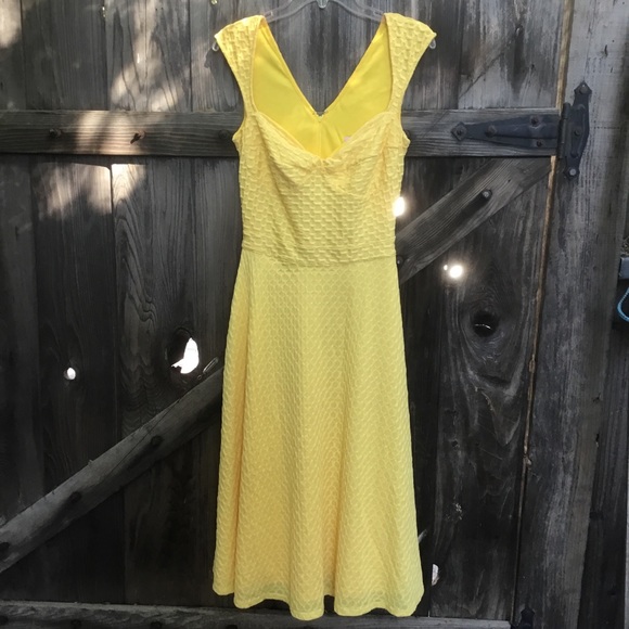 Bettie Page Dresses & Skirts - Bettie Page yellow fit and flare retro dress 6